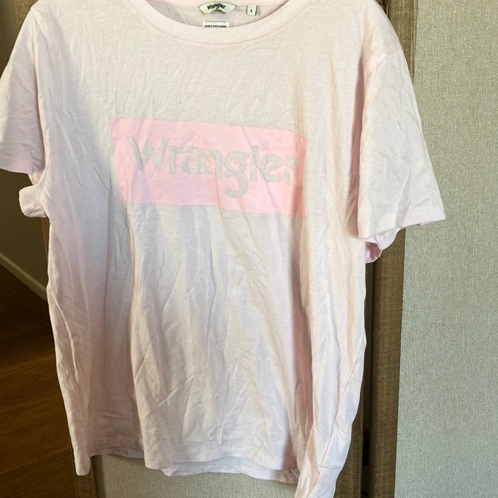 FINAL MARKDOWN Wrangler Soft Pink Tee with Logo large